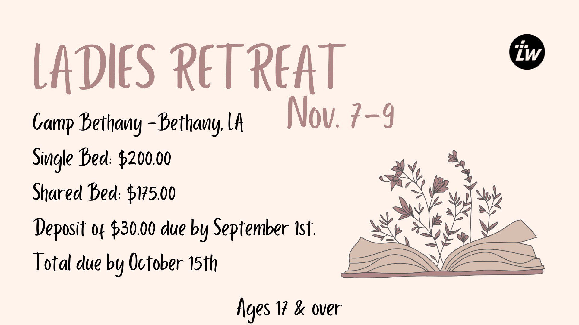 Ladies Retreat 11.7.24 Update