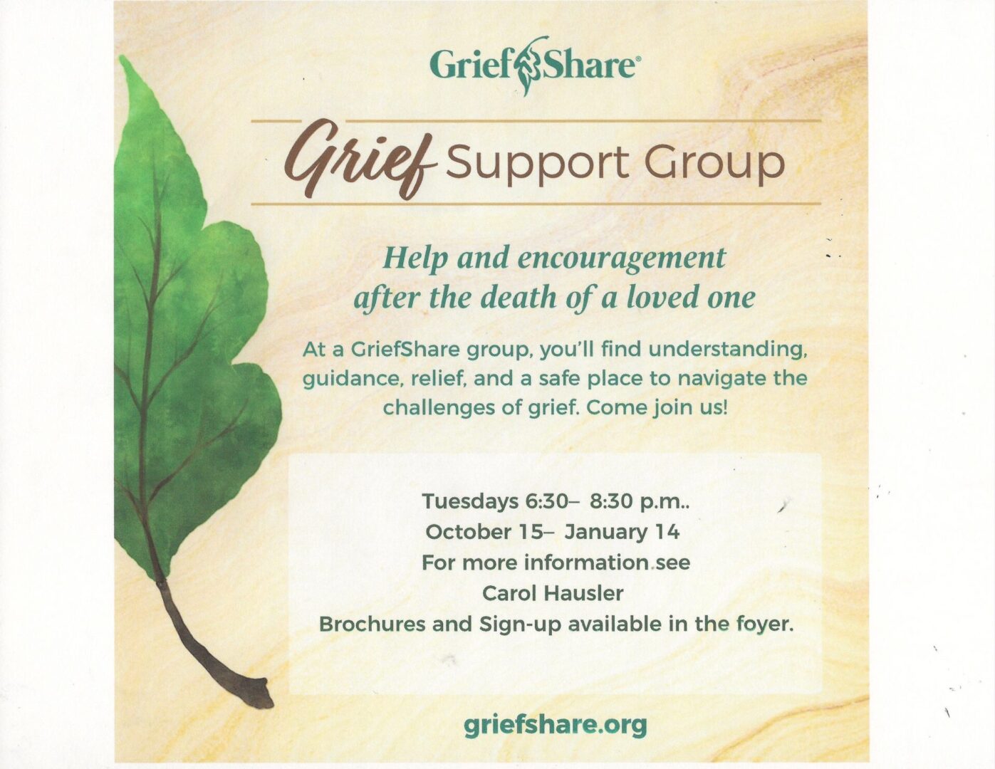 Grief Share Announcement