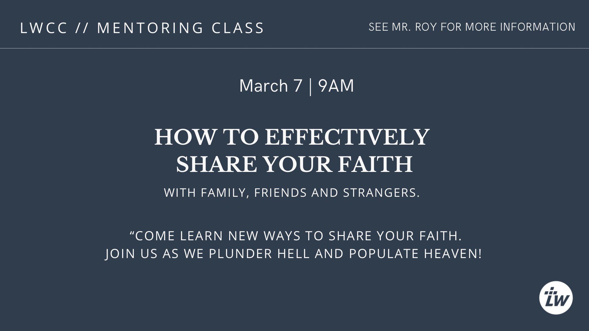Share your faith 3.7.26
